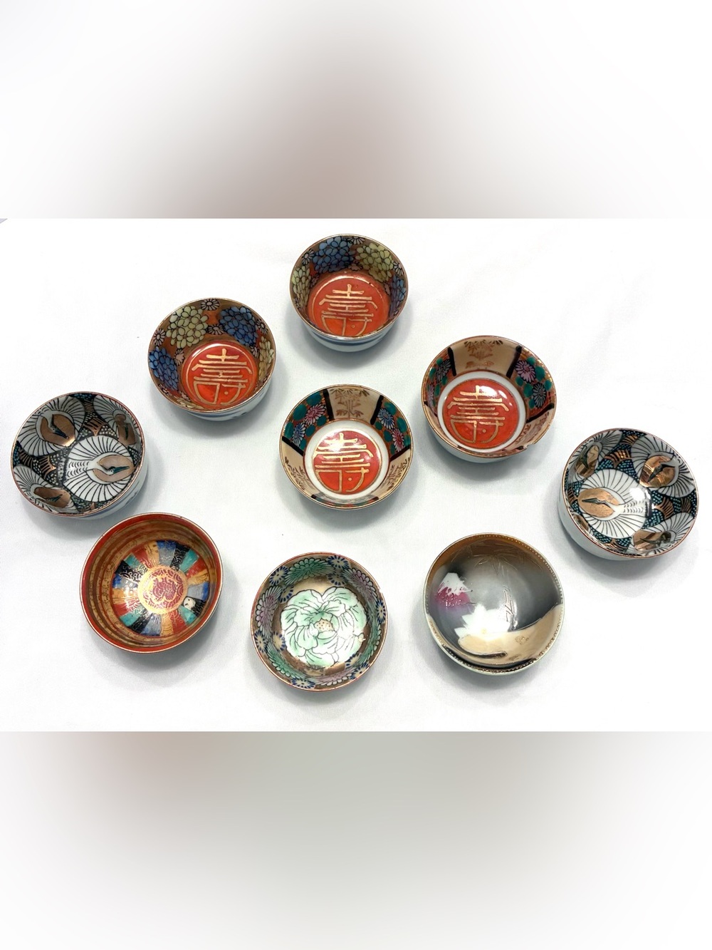 Antique (1920’s) Japanese Kutani porcelain sake cups